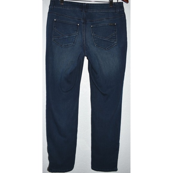 Chicos 00 Sz 2 So Slimming Zip Ankle Stretch Denim Blue Jeans 5-Pocket Straight - Picture 16 of 16